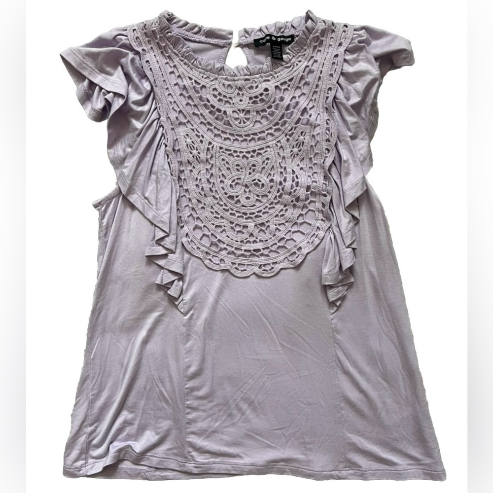Cable & Gauge Lilac Crochet Accent Blouse NWOT S - Picture 6 of 9